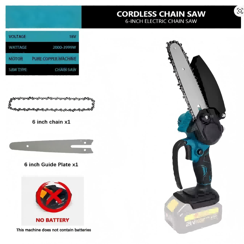 Mini Electric Chainsaw 6 Inch - 1700 об/мин, 6-дюймовая мини-литий-ионная электрическая бензопила,