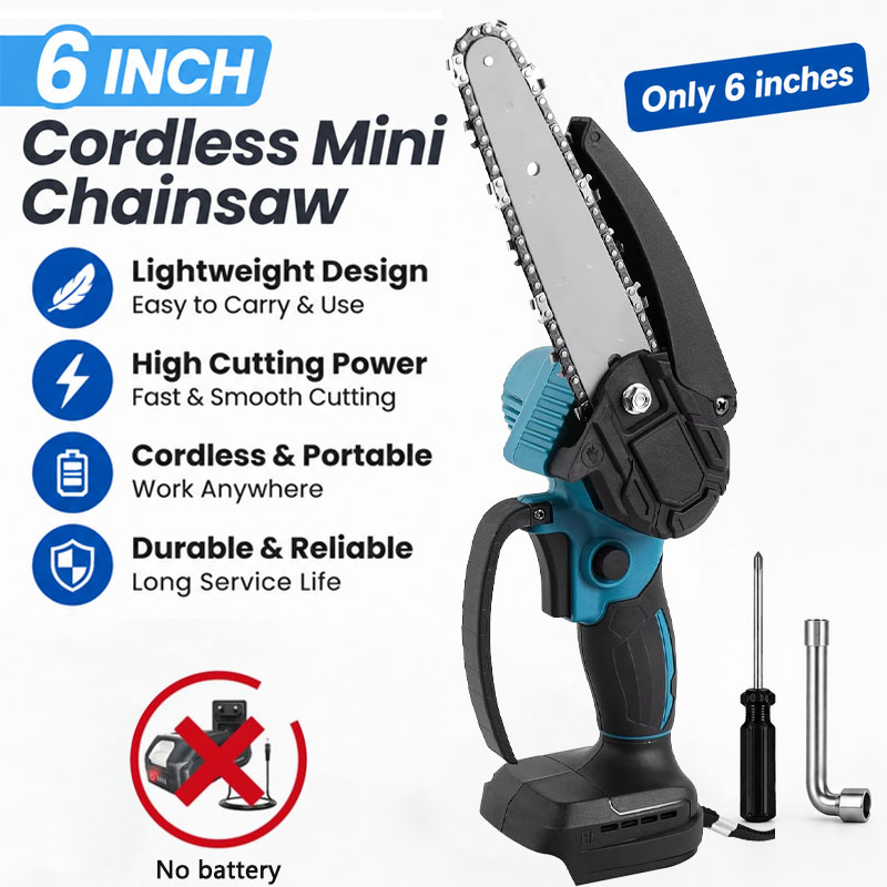 Mini Electric Chainsaw 6 Inch - Портативная мини-аккумуляторная цепная пила 1700 об/мин,