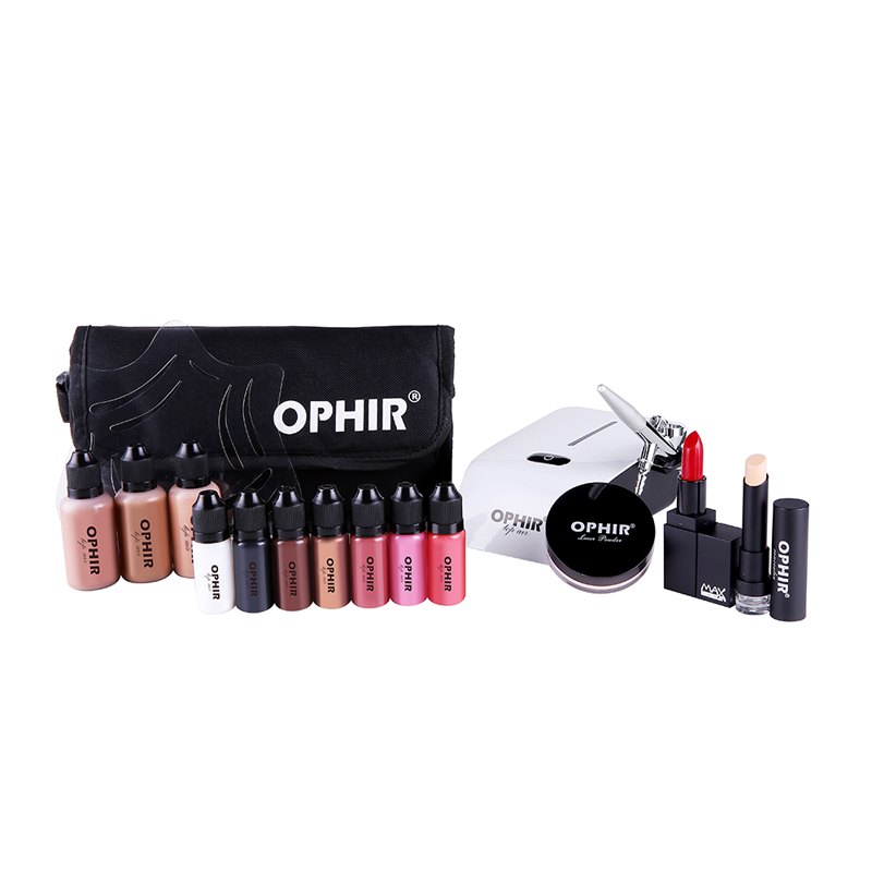 Airbrush Kit With Mini Compressor - OPHIR Pro набор для макияжа 0,3