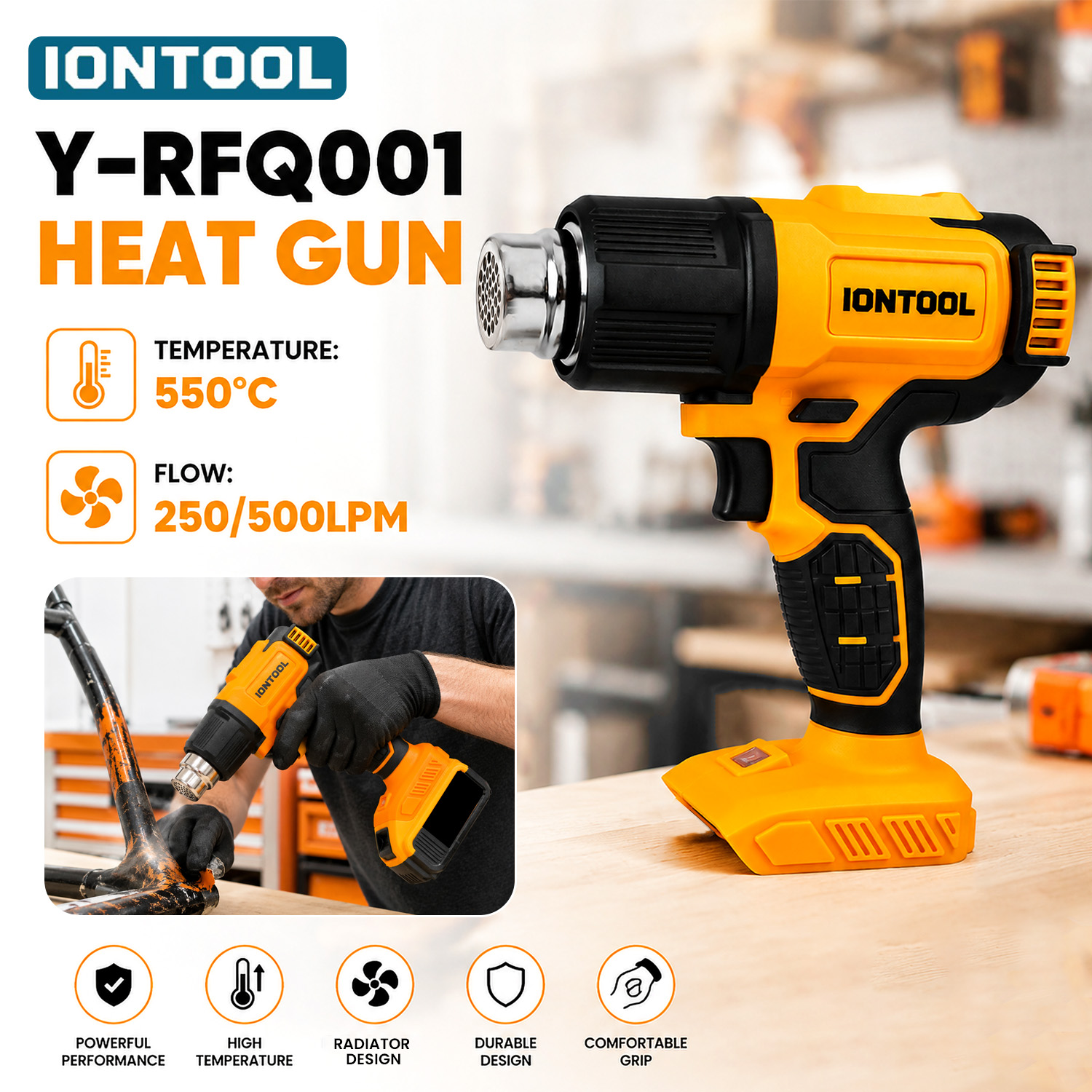 Cordless Heat Gun For Shrink Tubing - Беспроводной термофен IONTOOL 550 ℃ 250/500