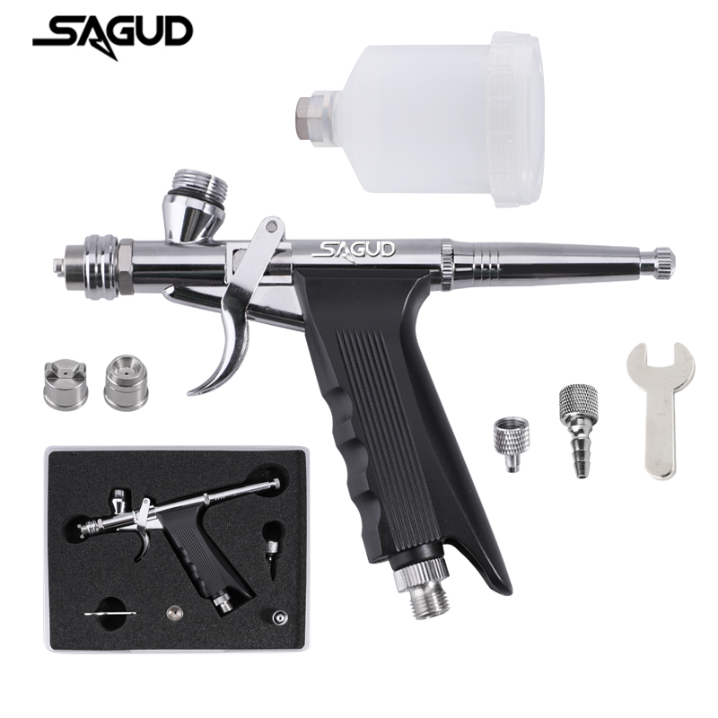 Airbrush Kit With Mini Compressor - Аэрограф с гравитационной подачей, двухсторонний пистолет