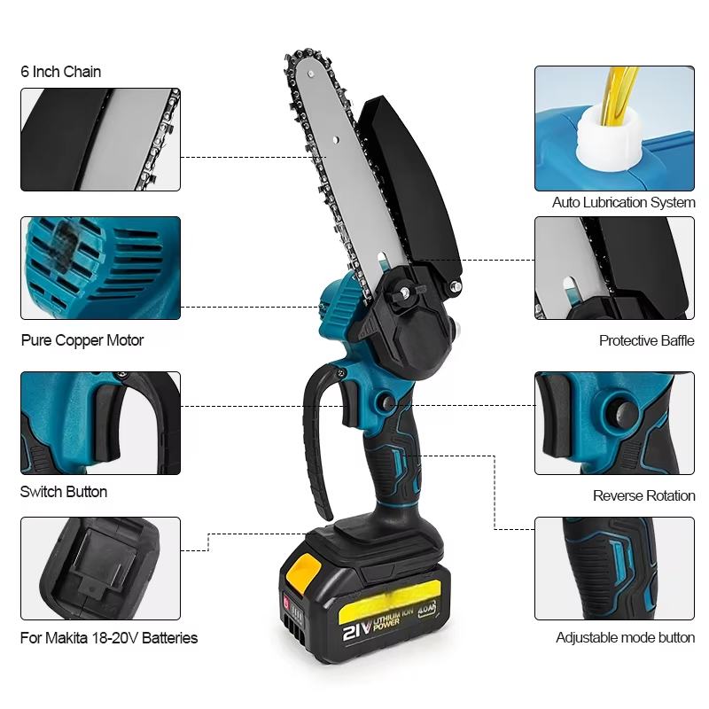 1700 об/мин, 6-дюймовая мини-л – обзор и цена Mini Electric Chainsaw 6 Inch