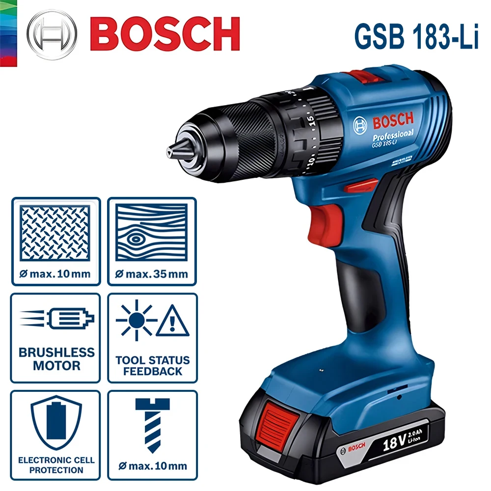 Бесщеточная ударная дрель Bosc – обзор и цена Brushless Cordless Electric Drill 18V