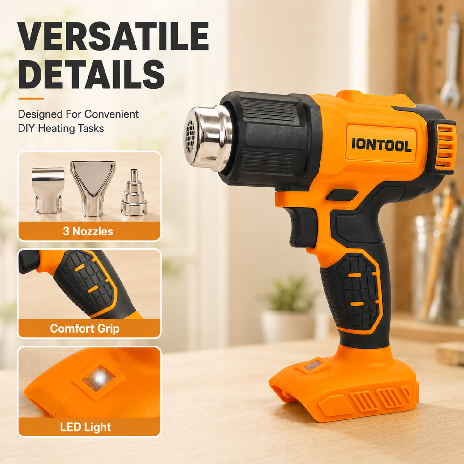 IONTOOL 250/500 л/мин 550 ℃    – обзор и цена Cordless Heat Gun For Shrink Tubing